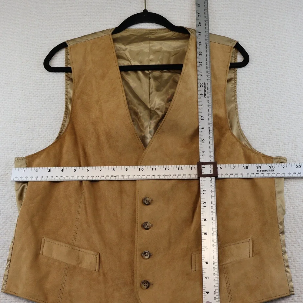 Saks Fifth Avenue Mens 46 Suede Vest Tan Brown Vintage Button Front Waistcoat